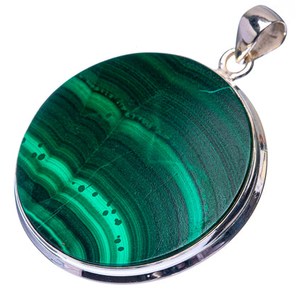 Malachite Coin 925 Sterling Silver Pendant 1 7/8" (925 Sterling Silver) PD38633