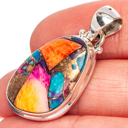 Kingman Pink Dahlia Turquoise Pendant 1 3/8" (925 Sterling Silver) P40468