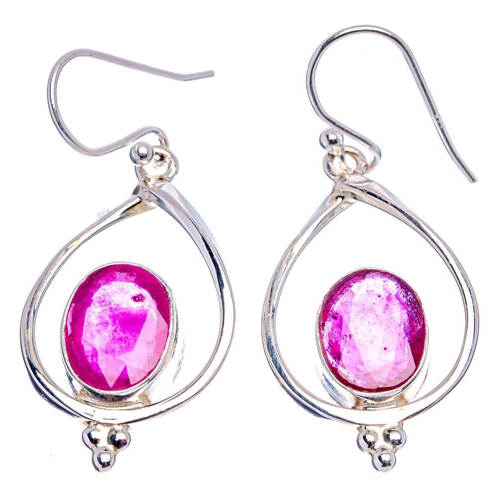 Premium 8 cttw Burmese Glass Filled Ruby Earrings 1 5/8" (.925 Sterling Silver)
