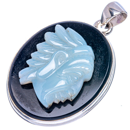 Rare Opal Cameo Native Pendant 1 5/8" (925 Sterling Silver) P41585