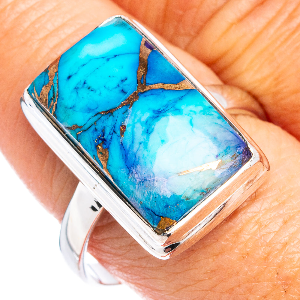 Ice Blue Dahlia Mohave Turquoise Ring Size 10 (.925 Sterling Silver)