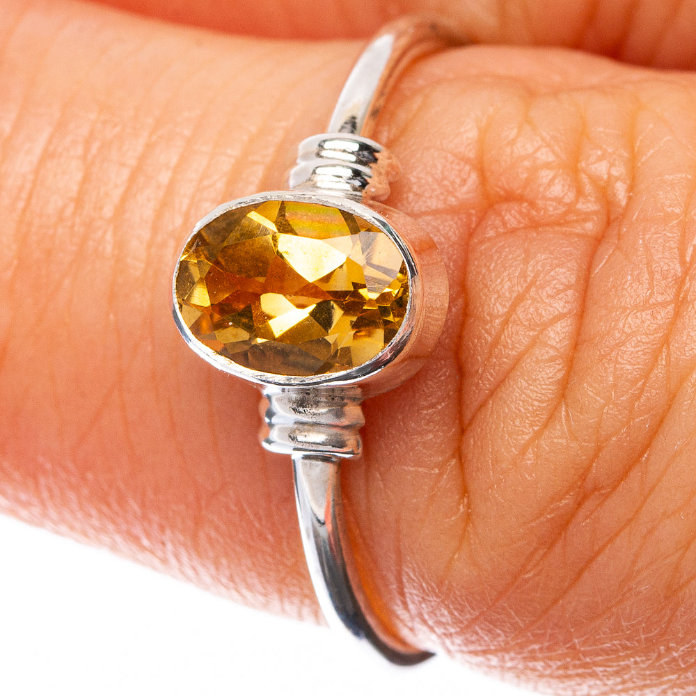 Faceted Citrine Dainty Ring Size 6.5 (925 Sterling Silver) R145050