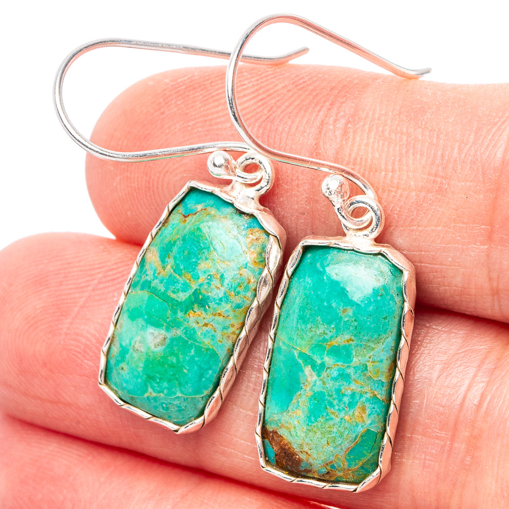 Kingman Turquoise Earrings 1 3/8" (.925 Sterling Silver)