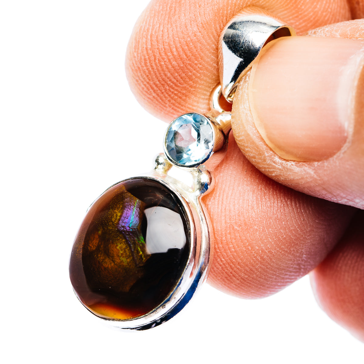 Mexican Fire Agate Pendant 1 3/8" (.925 Sterling Silver)