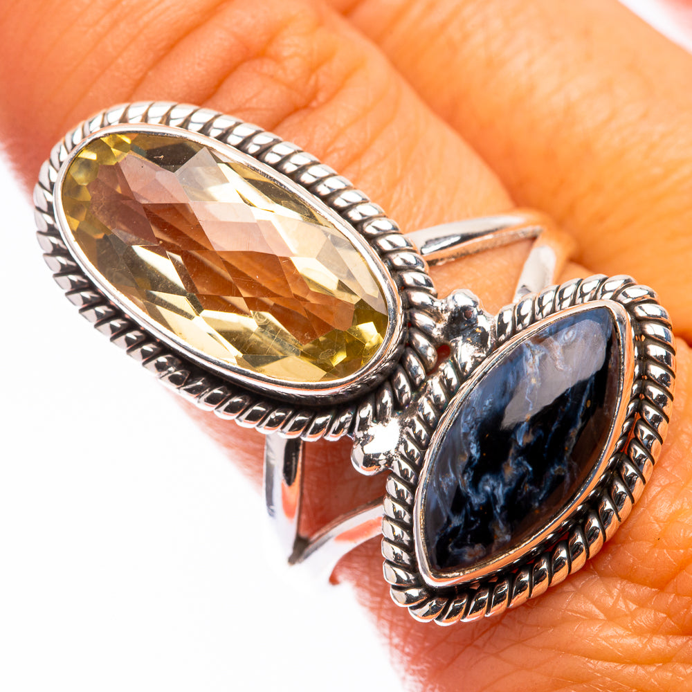 Large Lemon Quartz, Pietersite Ring Size 10 (925 Sterling Silver) R141270