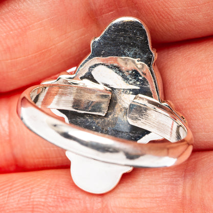 Southwestern Style Mosaic Opal Ring Size 9 Adjustable (.925 Sterling Silver)