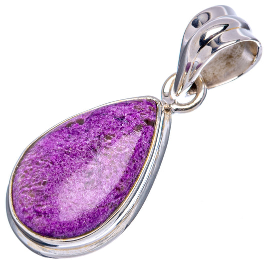 Sterling silver phosphosiderite pendant, purple teardrop gemstone with open bail