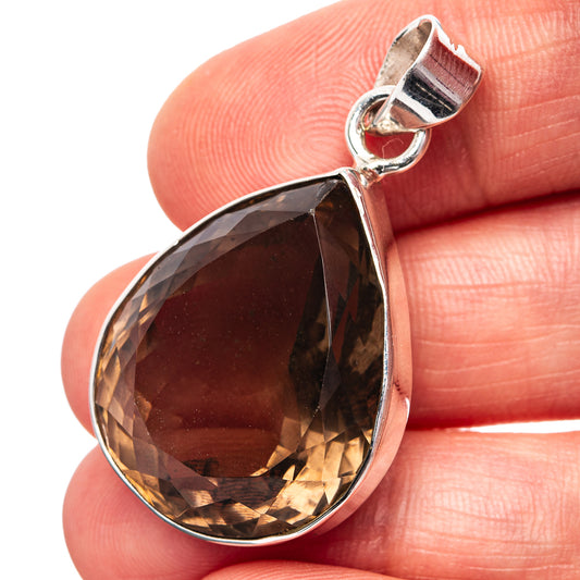 Premium Smoky Quartz Pendant 1 5/8" (.925 Sterling Silver)