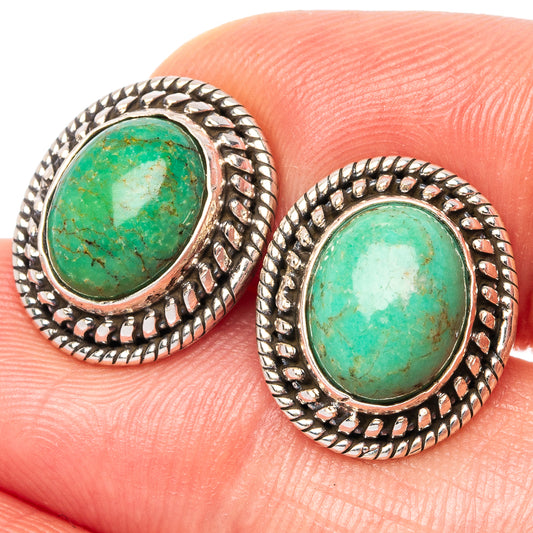Tibetan Turquoise Earrings 5/8" (925 Sterling Silver) E1550