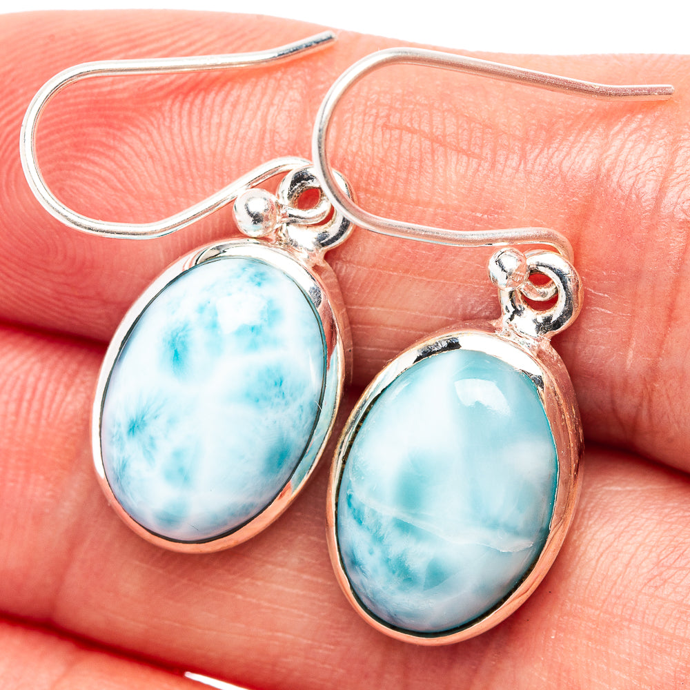 Larimar Earrings 1 1/4" (.925 Sterling Silver)