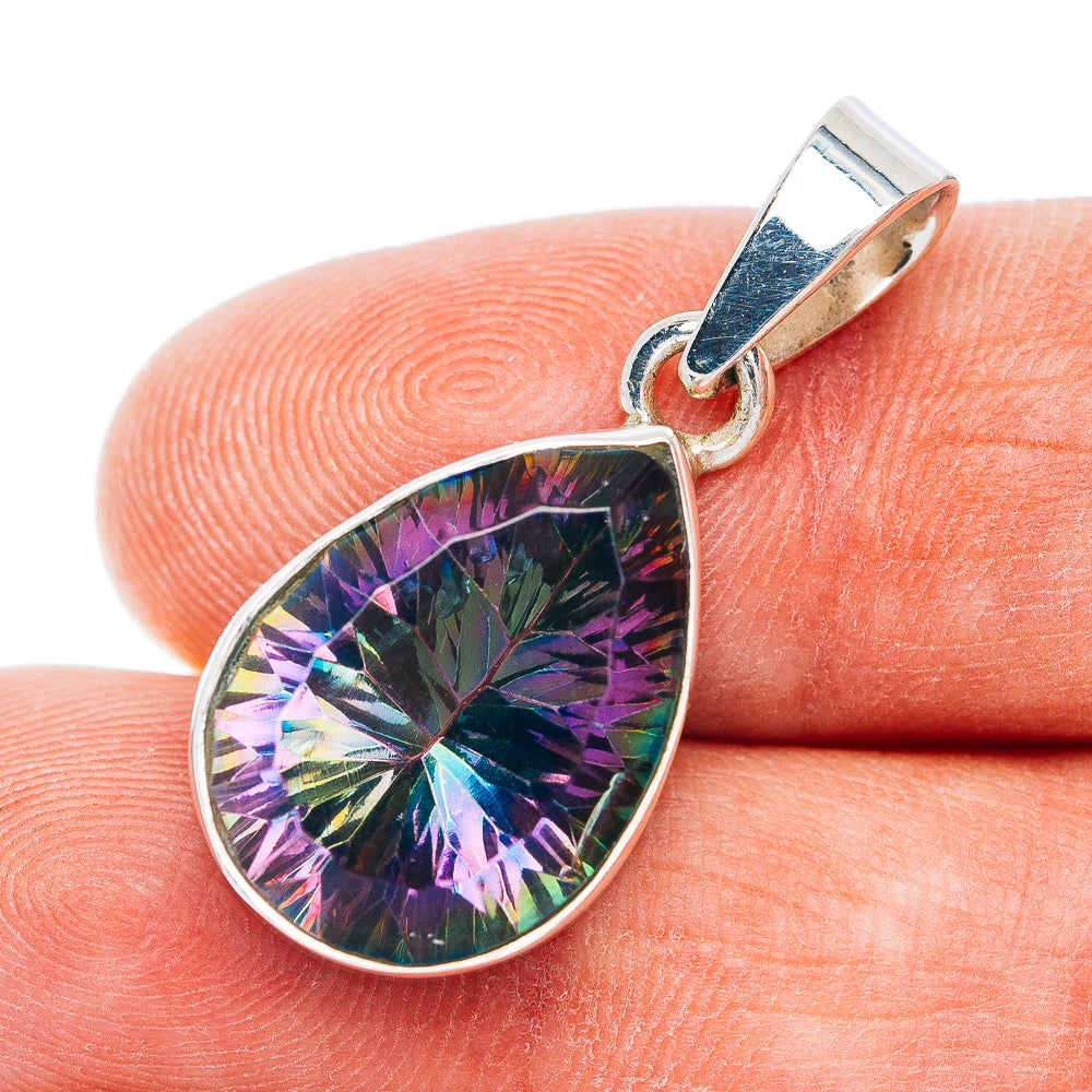 Premium Mystic Topaz Pendant 1 1/4" (.925 Sterling Silver)