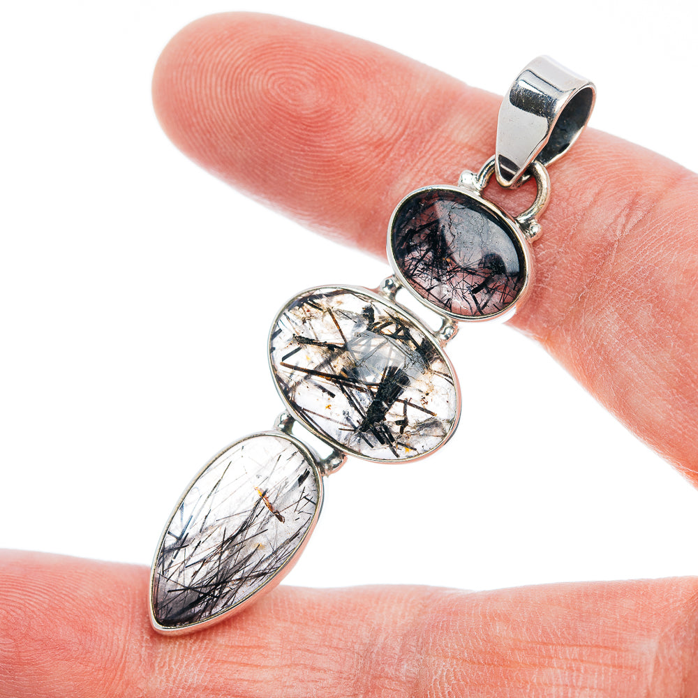 Premium Tourmalinated Quartz Pendant 2 3/8" (.925 Sterling Silver)