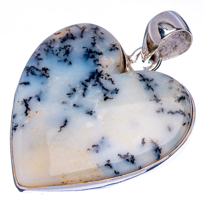 Dendritic Agate Heart Pendant 1 3/8" (925 Sterling Silver) P42874