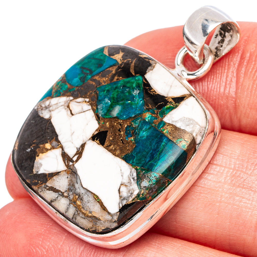 Howlite Chrysocolla Pendant 1 3/8" (925 Sterling Silver) P43360