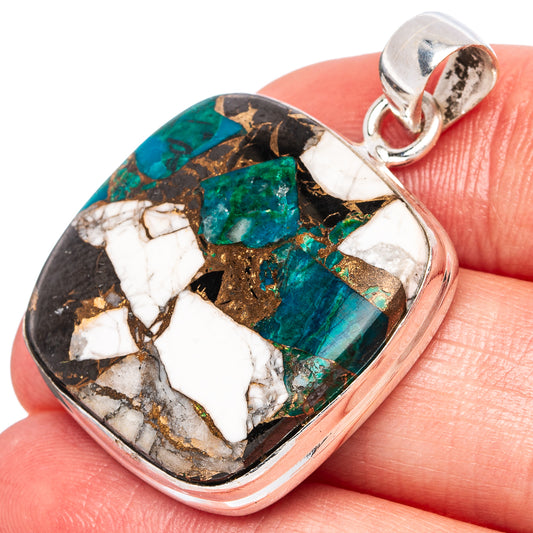 Howlite Chrysocolla Pendant 1 3/8" (925 Sterling Silver) P43360