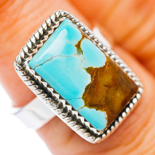 Kingman Turquoise Ring Size 6 Adjustable (.925 Sterling Silver)