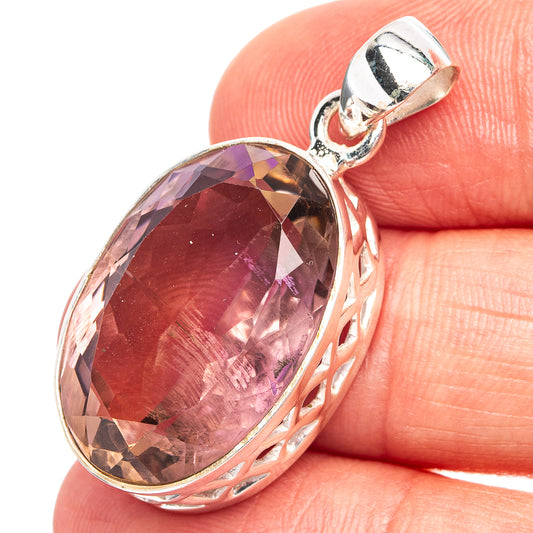 925 sterling silver ametrine pendant with faceted oval gemstone, polished bail