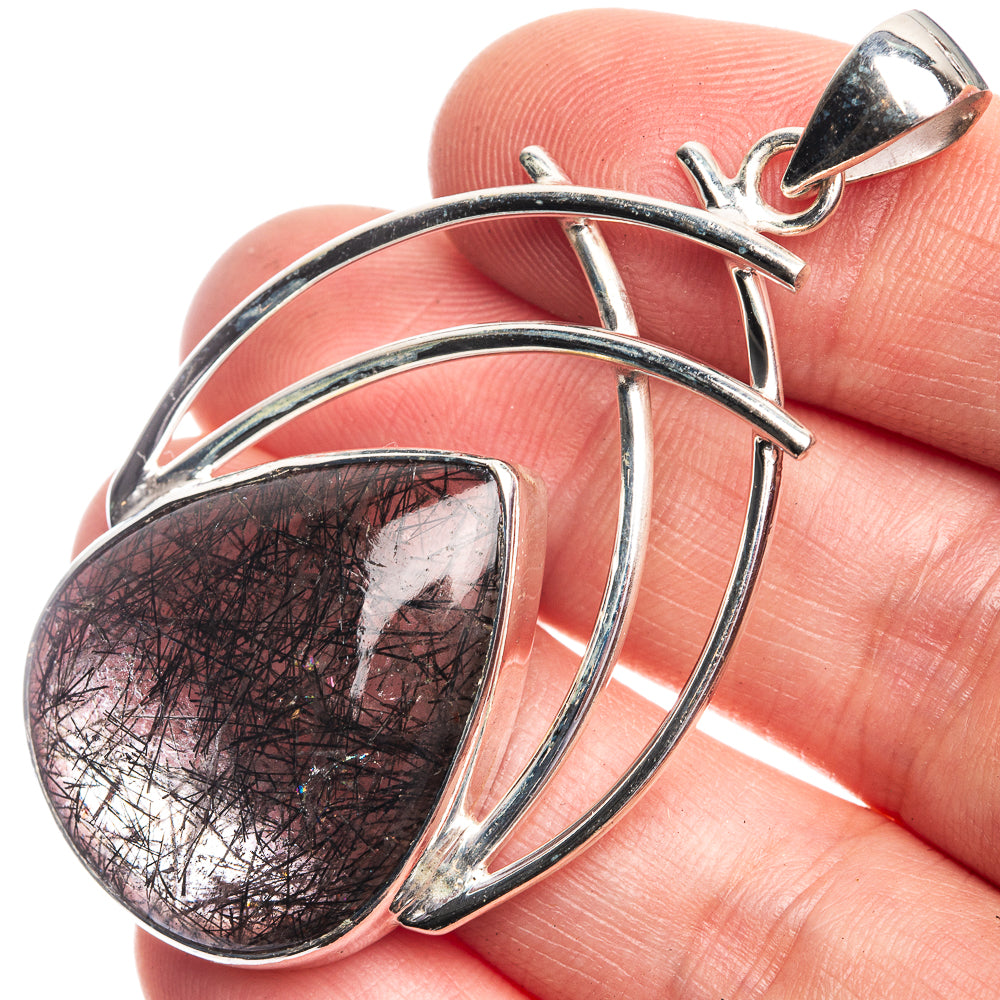 Tourmalinated Quartz Pendant 2 1/4" (925 Sterling Silver) P39167