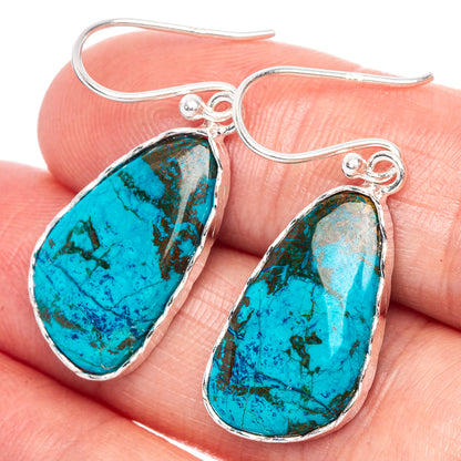 Chrysocolla Earrings 1 3/8" (925 Sterling Silver) E1157