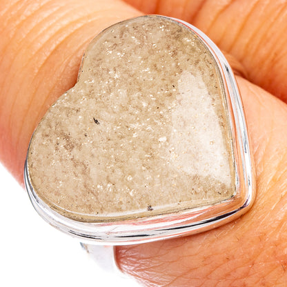 White Quartz Heart Ring Size 8 (.925 Sterling Silver)