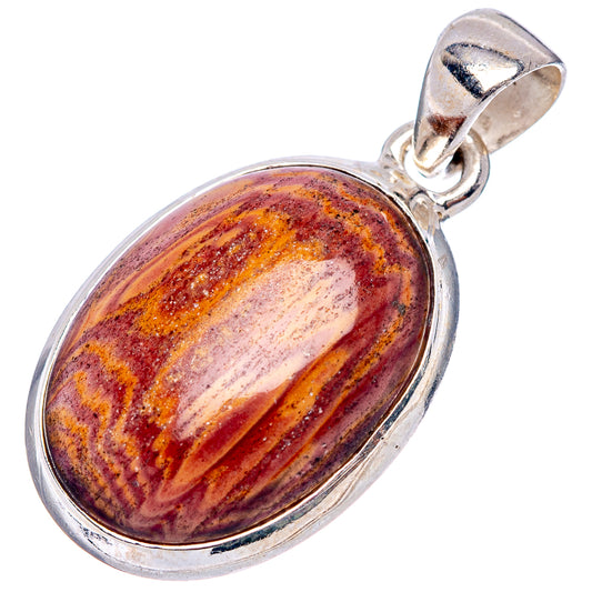 Oval snakeskin jasper pendant with .925 sterling silver bezel and top loop bail