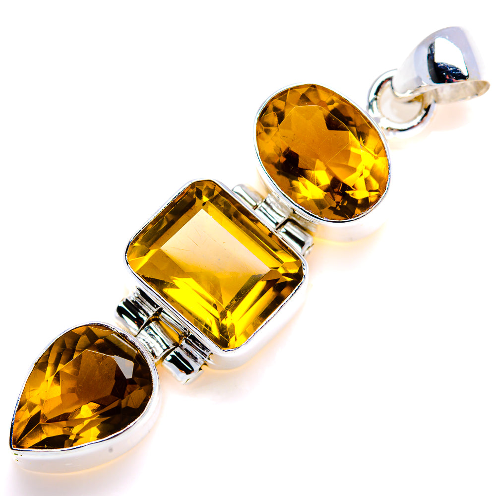 Faceted Citrine Pendant 2" (925 Sterling Silver) PD38127