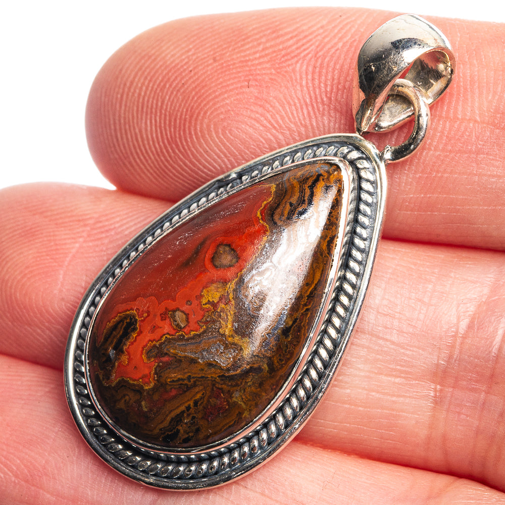 Moroccan Agate 925 Sterling Silver Pendant 1 5/8"