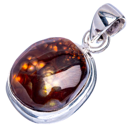 Rare Mexican Fire Agate Pendant 1" (925 Sterling Silver) P41697