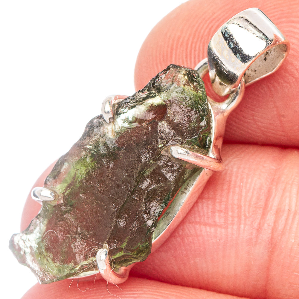Rare Moldavite Pendant 1 1/4" (925 Sterling Silver) P44191