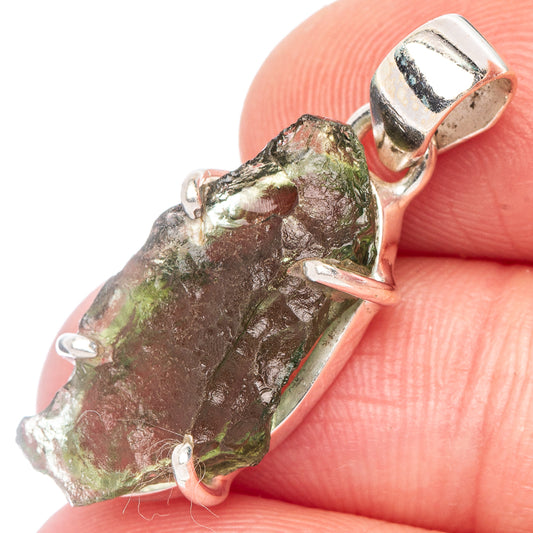 Rare Moldavite Pendant 1 1/4" (925 Sterling Silver) P44191