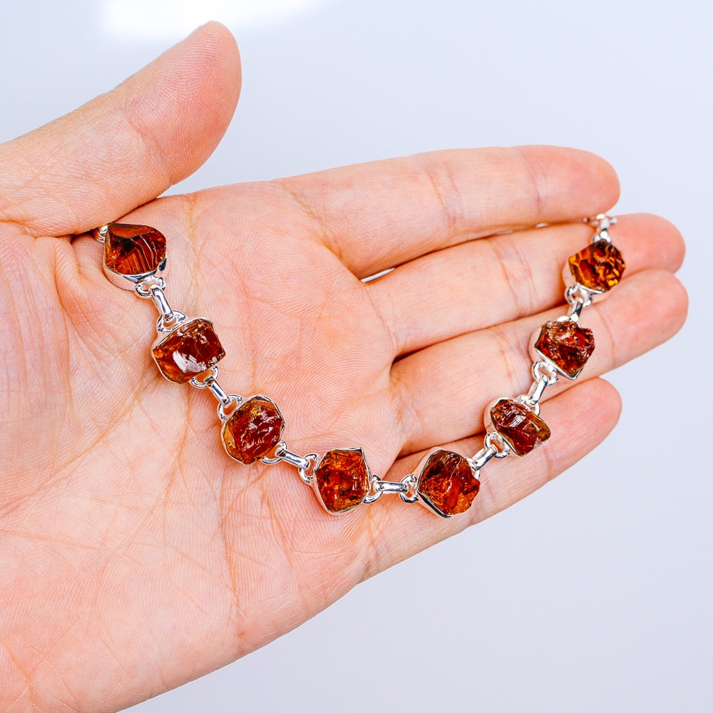 Raw Citrine Bracelet 7 to 8" (.925 Sterling Silver)