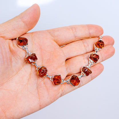 Raw Citrine Bracelet 7 to 8" (.925 Sterling Silver)