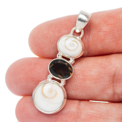 Shiva Eye, Smoky Quartz Pendant 1 1/2" (.925 Sterling Silver)