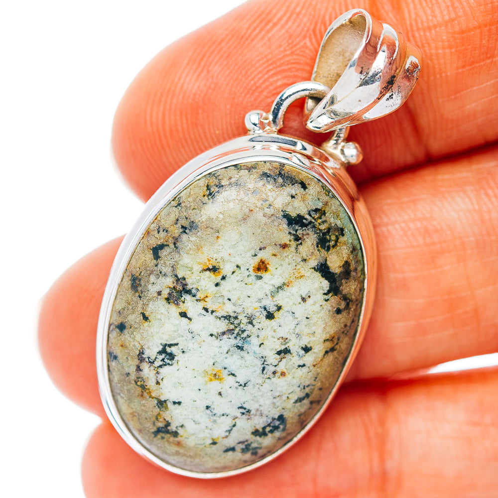African Turquoise Jasper Pendant 1 1/2" (.925 Sterling Silver)