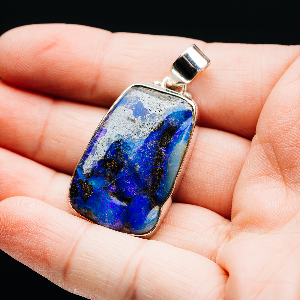 Premium Australian Boulder Opal Pendant 1 3/4" (.925 Sterling Silver)