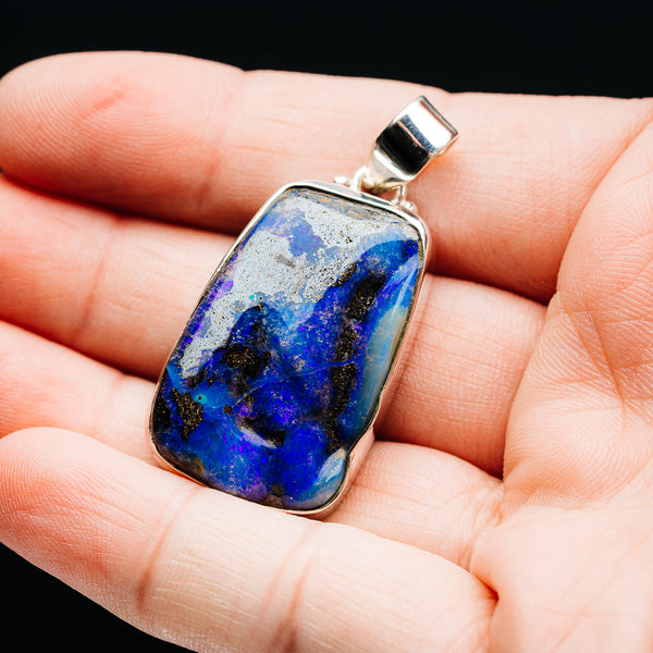Premium Australian Boulder Opal Pendant 1 3/4" (.925 Sterling Silver)