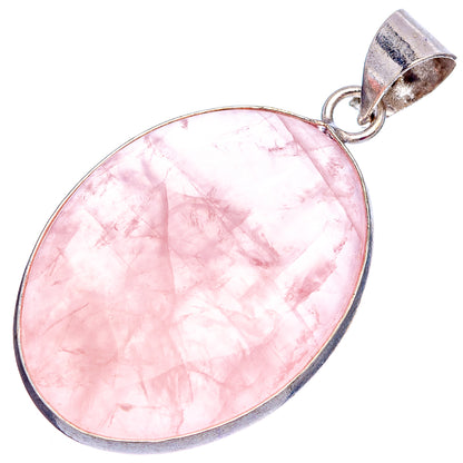 Rose Quartz Pendant 1 3/4" (Silver Plated)