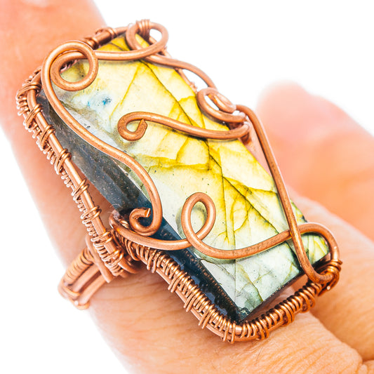 Labradorite Wire Wrap Ring Size 7 (Copper)