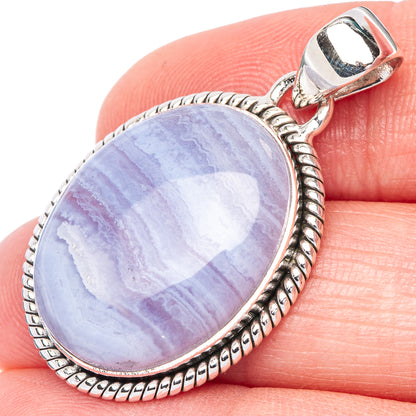 Blue Lace Agate Pendant 1 3/8" (925 Sterling Silver) P40961