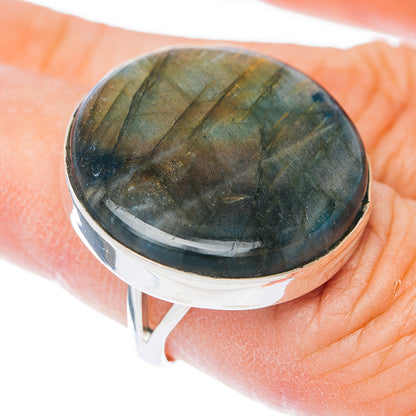Large Premium Labradorite Ring Size 6.75 (.925 Sterling Silver)