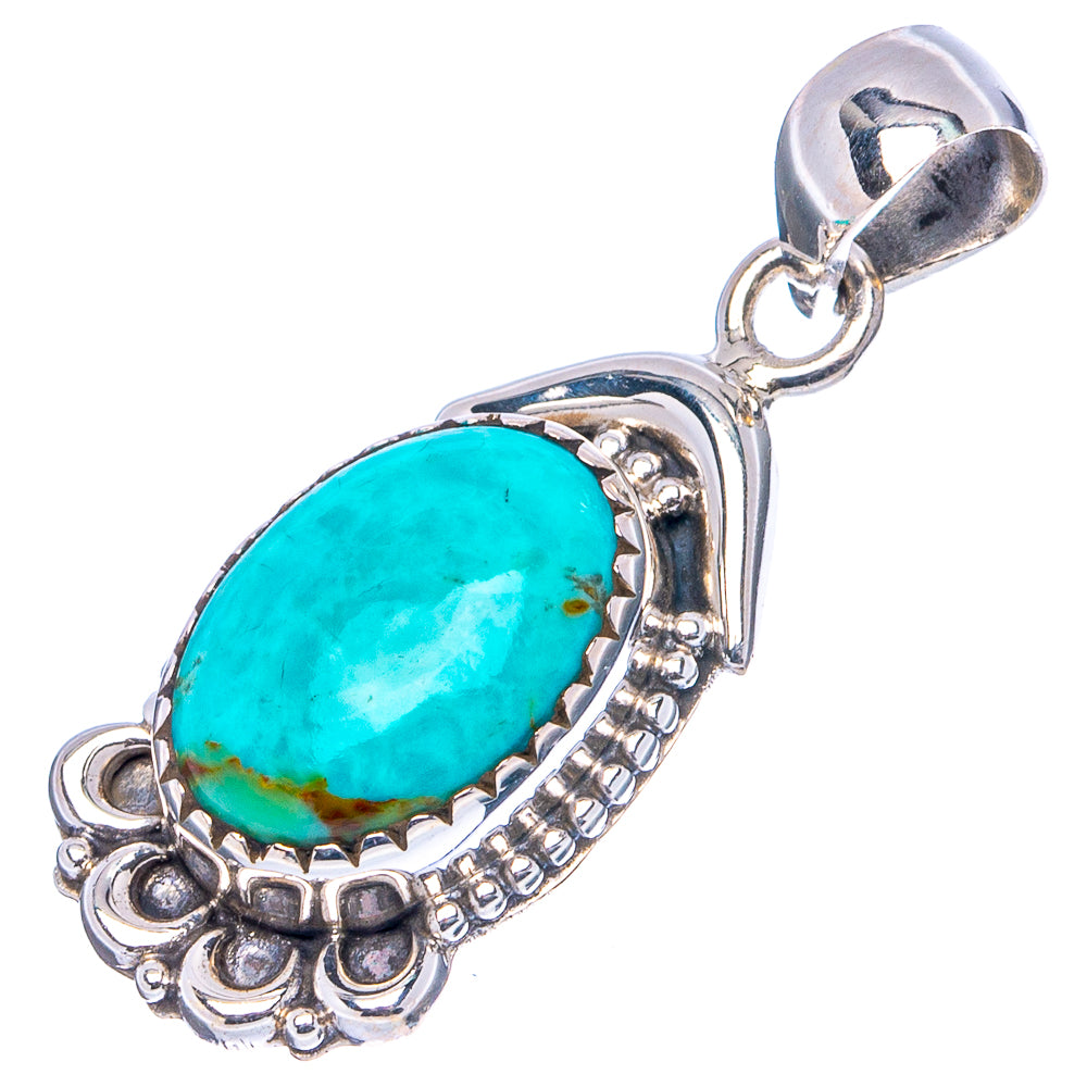 Rare Kingman Turquoise Pendant 1 1/4" (.925 Sterling Silver)