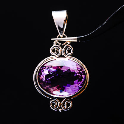 17.77ct Faceted Brazilian Amethyst Pendant 1 5/8" (.925 Sterling Silver)