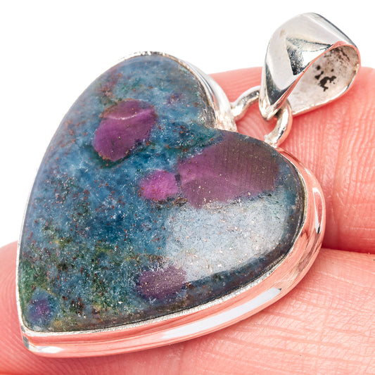 Ruby And Kyanite Heart Pendant 1 3/8" (925 Sterling Silver) P40926