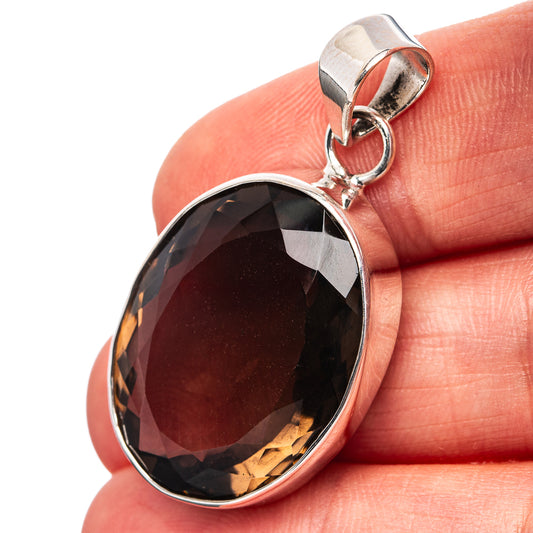Premium Smoky Quartz Pendant 1 1/2" (.925 Sterling Silver)