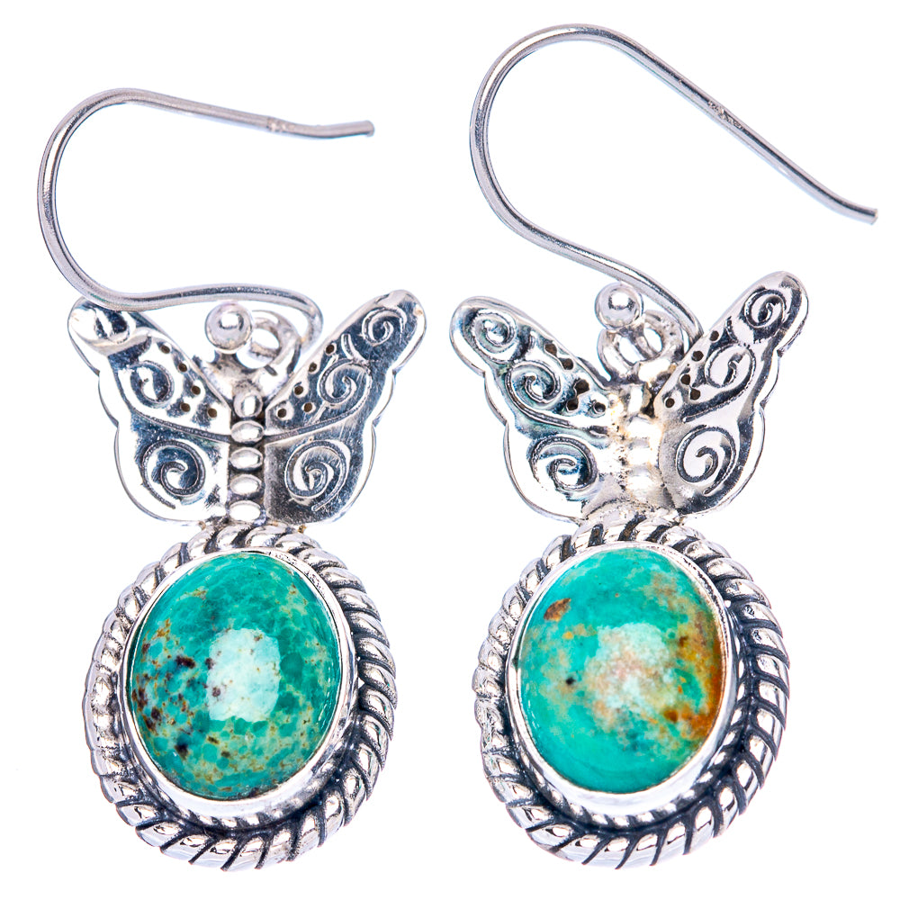 Chrysocolla Butterfly Earrings 1 3/8" (925 Sterling Silver) E1383
