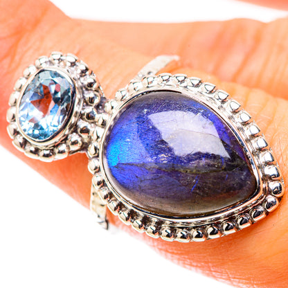 Premium Labradorite, Blue Topaz Ring Size 6.25 (925 Sterling Silver) RING138103