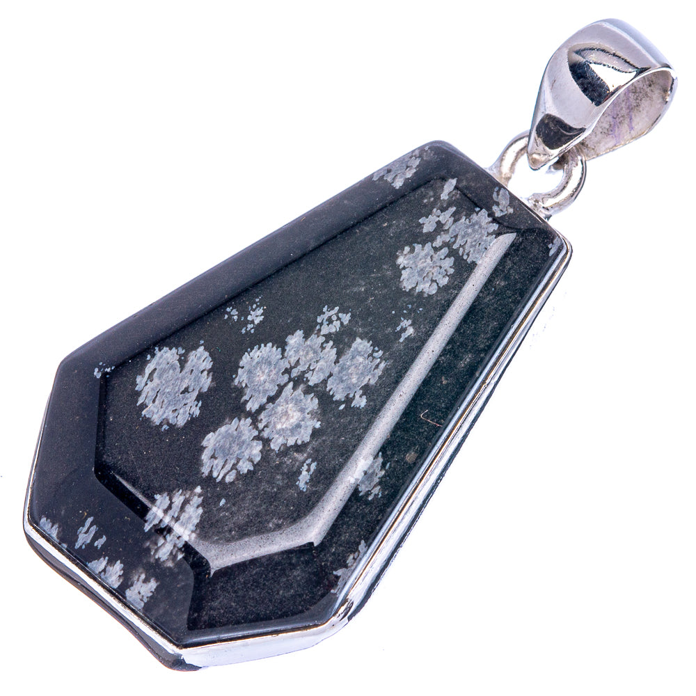 Snowflake Obsidian Pendant 1 5/8" (925 Sterling Silver) P42153