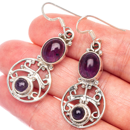 Amethyst Earrings 1 7/8" (925 Sterling Silver) E433153