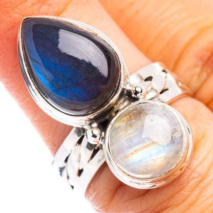 Labradorite, Rainbow Moonstone Ring Size 6.75 (.925 Sterling Silver)