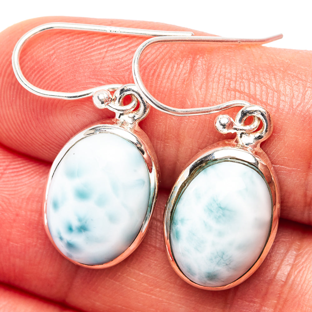 Larimar Earrings 1 1/4" (.925 Sterling Silver)